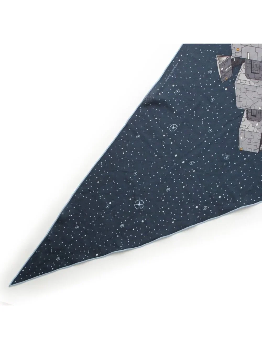 Hermes Losange Cashmere Silk Odyssey Spaceship Diamond Large Shawl Navy